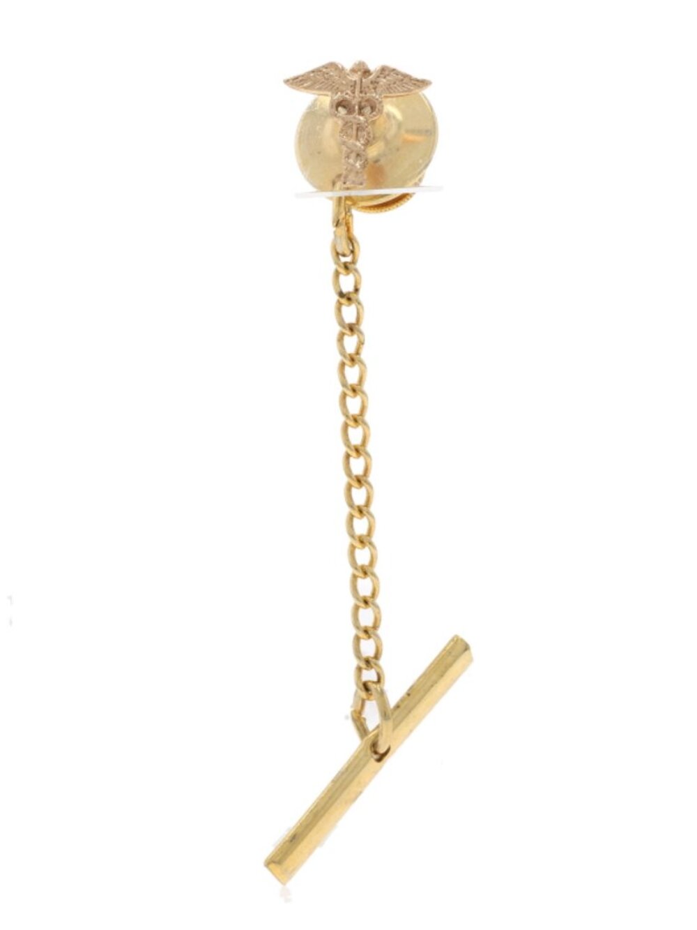 Yellow Gold Caduceus Men's Tie Tack - 14k Medical Professional Pin